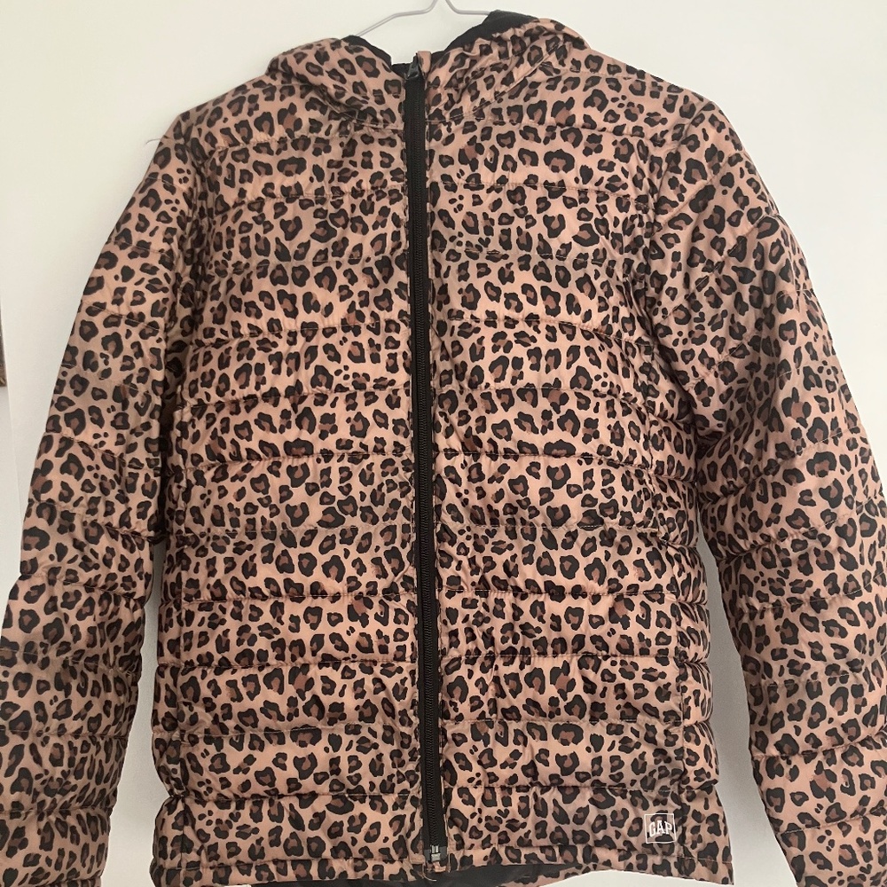 Gap Kids puffer hoodie xxl cheetah print